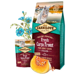 Carnilove (Grain and Potato free) – Храна за маче стерилизирано Свеж крап и пастрмка 6кг.