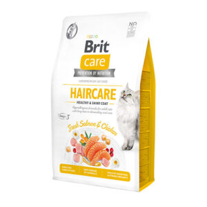 Brit Care Cat Grain-Free HAIRCARE HEALTHY AND SHINY COAT – Брит храна за маче за здраво и сјајно крзно (лосос, пиле) 7кг.